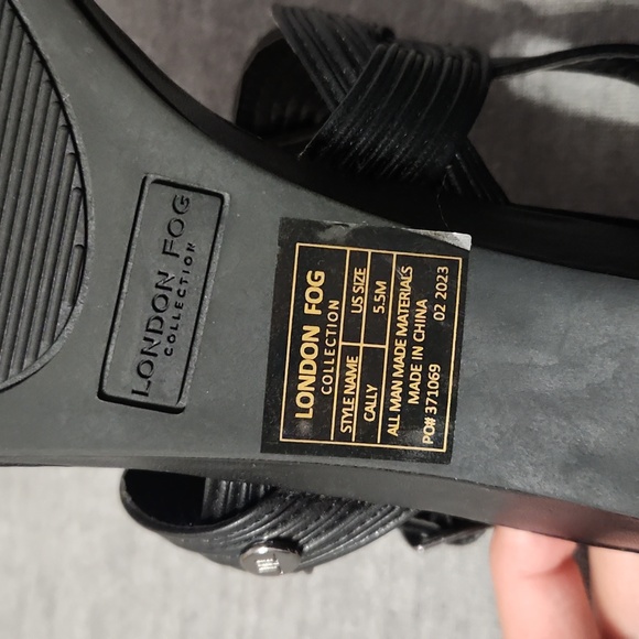 LONDON FOG Cally Vegan Faux Leather Black Kitten Heels Sandals Slippers Shoes - Picture 8 of 16